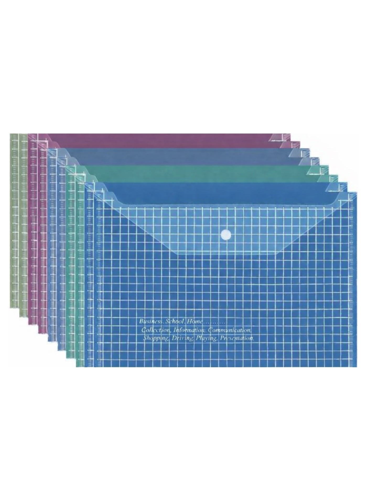 12 Pack Plastic File Folders For Documents, Clear Plastic Folders Plastic Envelopes For Documents, Reusable Clear File Folders Plastic File Bag Poly Filling Envelopes, A4 Size